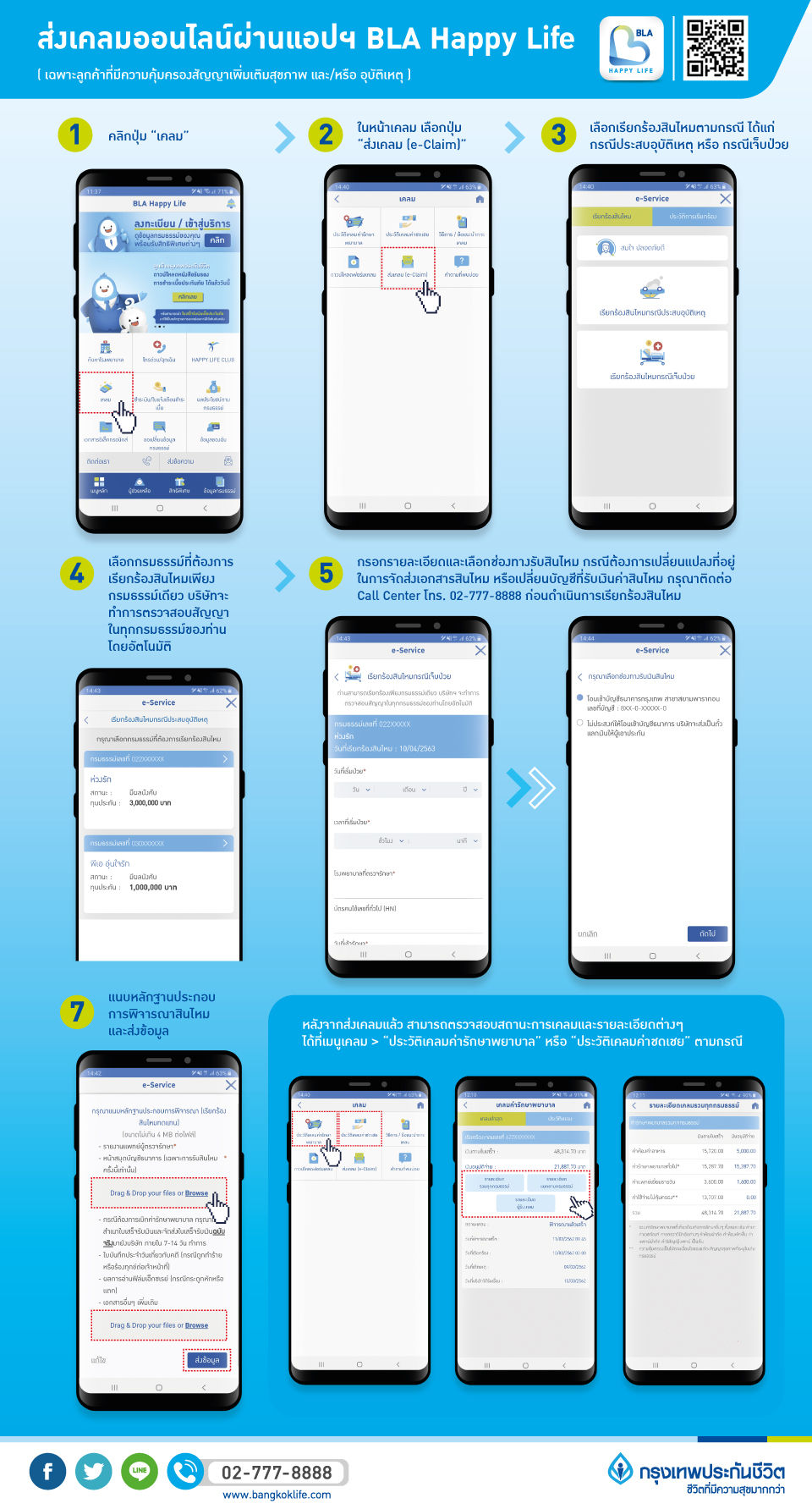 ขั้นตอนเคลมออนไลน์...ทำได้ไม่ยากผ่านแอปฯ BLA Happy Life